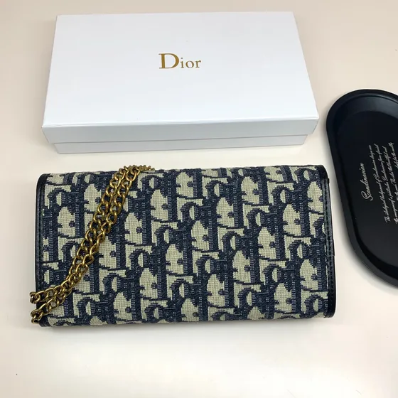 Dior Medium Dior Bobby Chain Etui Beige And Blå Woc