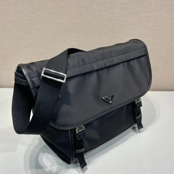 Prada Re-Nylon And Saffiano Leather Messenger Bag Black Crossbody