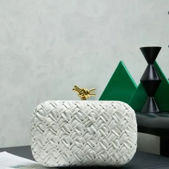Bottega Veneta Knot Clutch White Clutch
