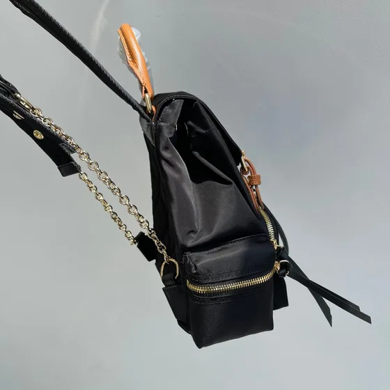 Burberry The Medium Rucksack In Technical Nylon And Leather Black Backpack
