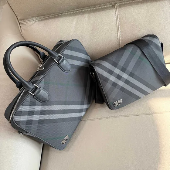 Burberry Check Crossbody Bag Charcoal Gray Crossbody