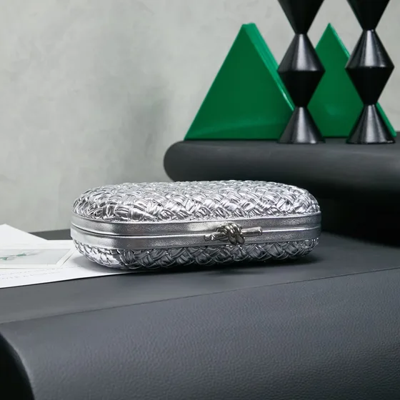 Bottega Veneta Knot Clutch Silver Clutch