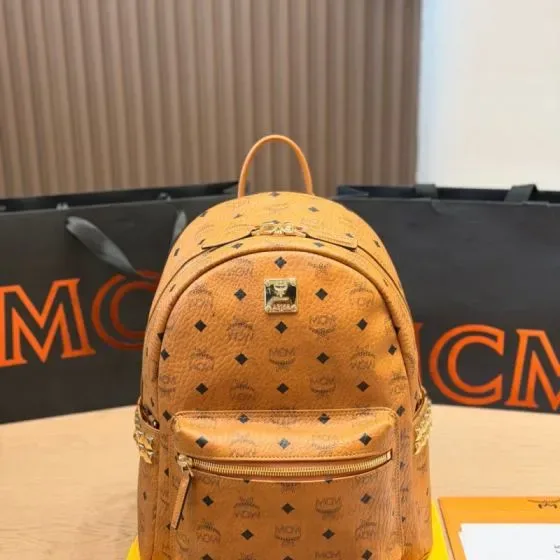 MCM Stark Visetos Backpack Cognac Brown Backpack