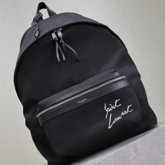 YSL Embroidered Signature City Backpack Black Backpack