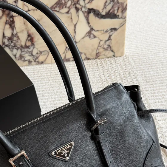Prada Conceptuelle Leather Handbag Black Top Handle