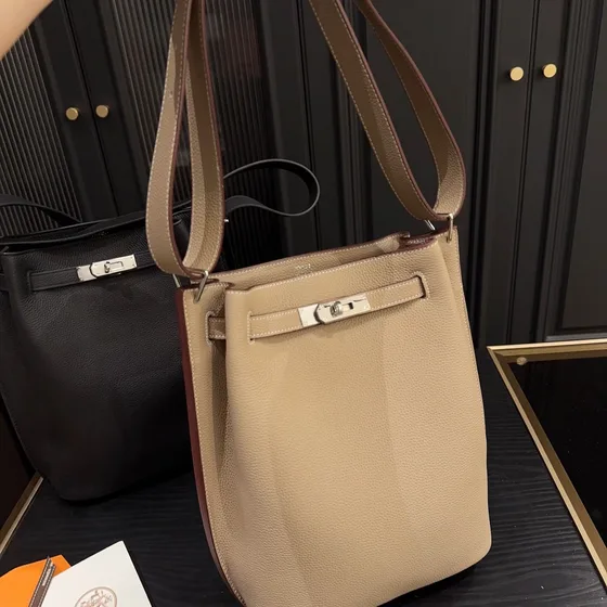 Hermes So Kelly Beige/Hitam 23*28cm Shoulder Bag