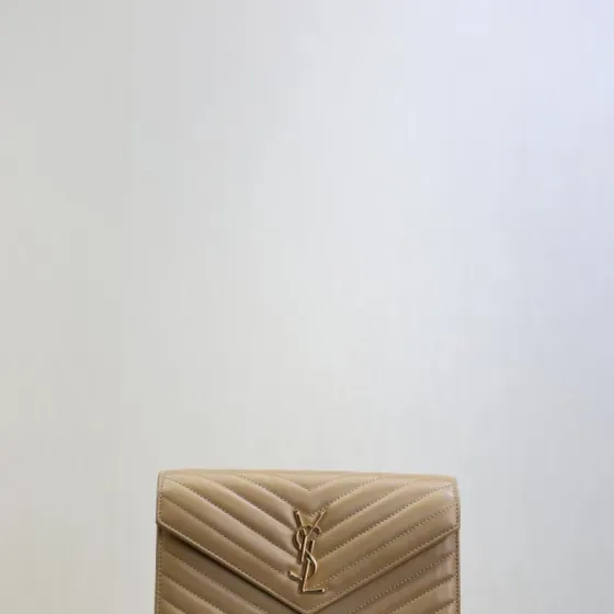 YSL Cassandre Matelass Flap Wallet Beige Wallet