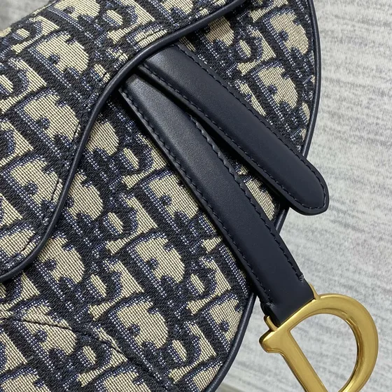 Dior Saddle Bag Beige And Blå Oblique Crossbody