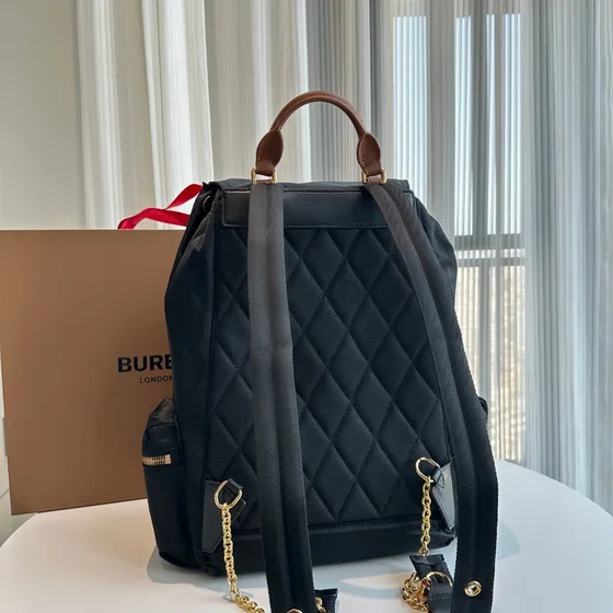 Burberry Drawstring Flap Functional Backpack Black Backpack
