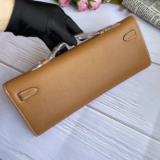 Hermes Kelly Cut Brun(Guld) Clutch