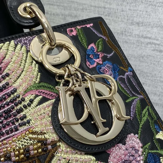 Dior Lady Dior Zwart Meerkleurig Bovenhandgreep