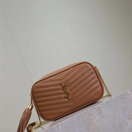 YSL Lou Mini Camera Bag Cinnamon Brown Crossbody