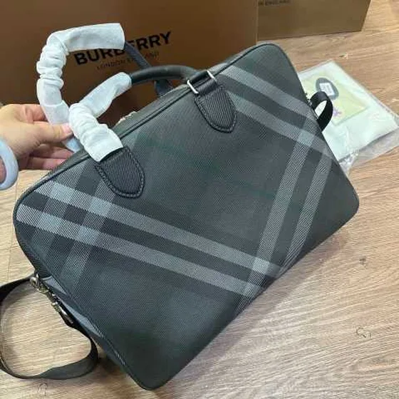 Burberry briefcase Black Gray Check business