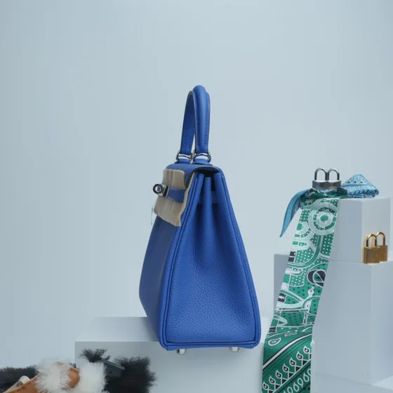 Hermes Kelly Blå Tophåndtag