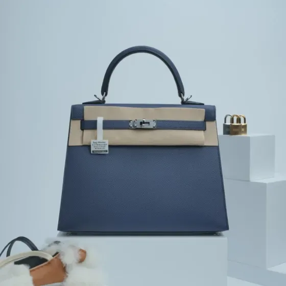 Hermes Kelly Navy Blue Top Handle