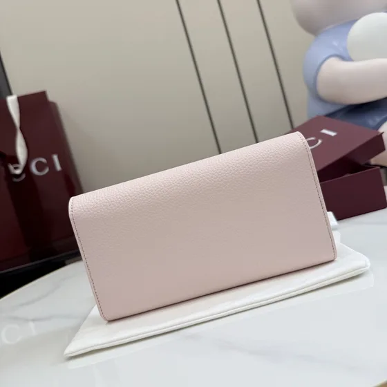 Gucci Gg Marmont หนัง Continental Wallet Light สีชมพู Wallet