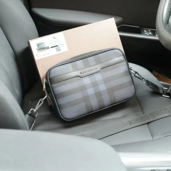 Burberry Checkered Crossbody Bag Charcoal Grey Check Crossbody