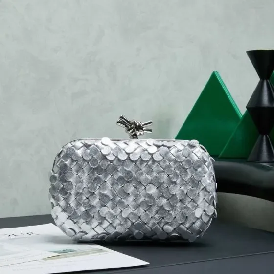 Bottega Veneta Knot Clutch Silver Clutch