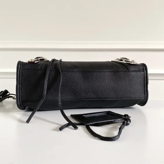 Balenciaga City Small Metallic Edge Handbag Hitam Top Handle