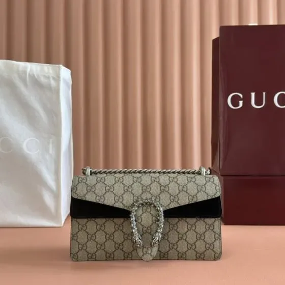 Gucci Dionysus Gg Shoulder Bag Beige Black Shoulder Bag