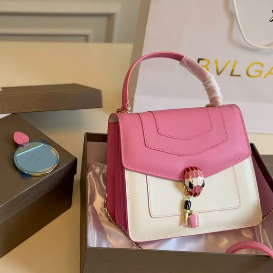 Bvlgari Serpenti Forever Top Handle Bag Color Block(Teal أبيض) Top Handle