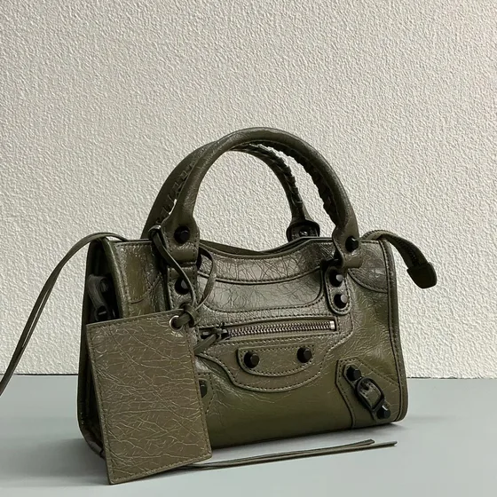 Balenciaga Le Cagole Mini Duffle Bag Olive Green Top Handle