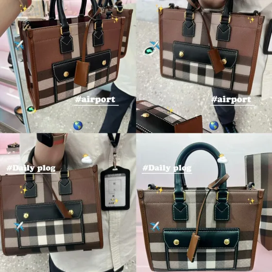 Burberry Mini Freya Tote Marrón Check Bolso tote