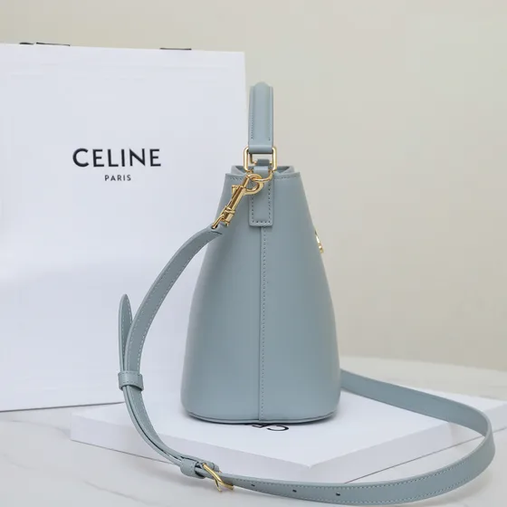 Celine Triomphe Bucket Bag Light Xanh dương Shoulder Bag