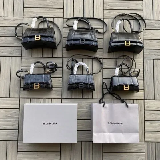 Balenciaga Hourglass Top Handle Bag Black Top Handle