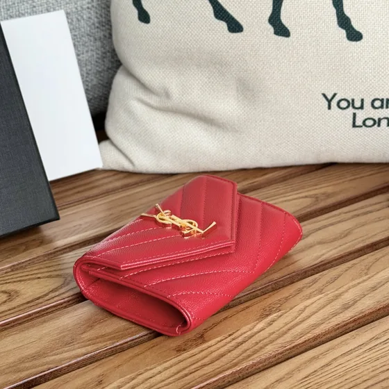 YSL Cassandre Matelassé Flap Cartera Rojo Cartera