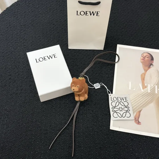 Loewe Felt Cat Charm Brown Pouch