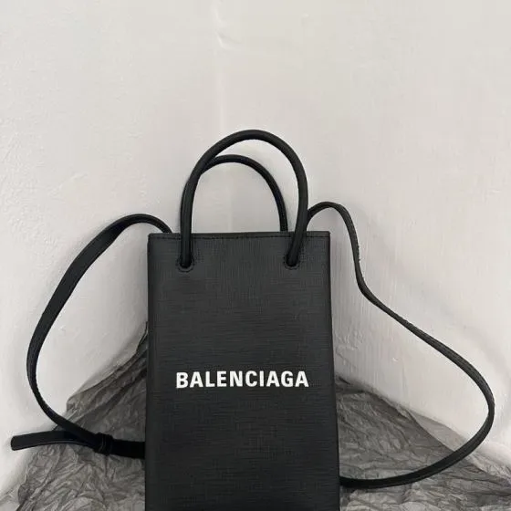 Balenciaga Shopping Phone Bag Black Crossbody
