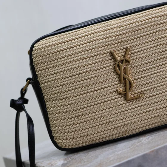 YSL Lou Camera Bag Beige/Hitam Crossbody
