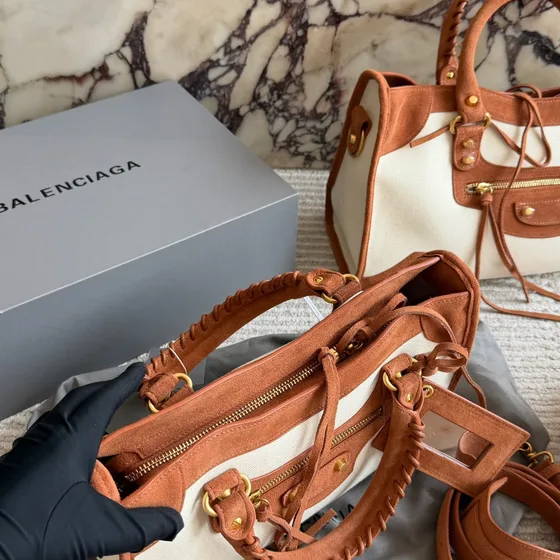 Balenciaga Neo Classic City Bag White Tan Top Handle