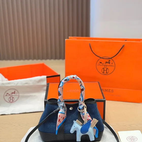 Hermes Garden Party أزرق Tote Bag