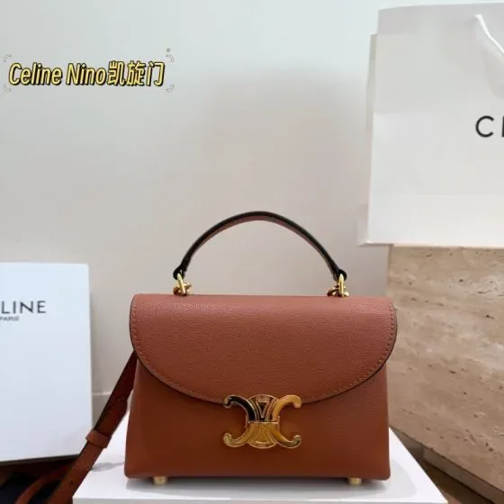 Celine Nino Triomphe Tan Brown Top Handle