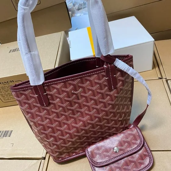 Goyard Anjou Mini Burgundy Tote Bag
