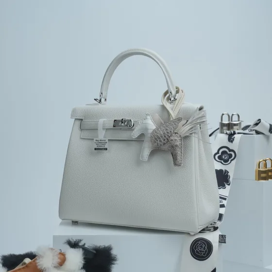 Hermes Kelly Beyaz Üst sap