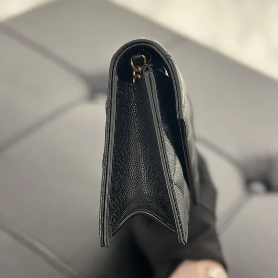 YSL Cassandre Matelass Envelope Wallet Black Wallet