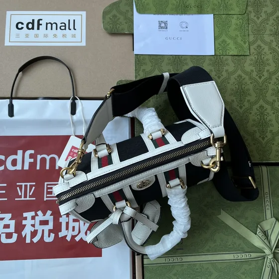 Gucci Gg Marmont Mini Üst sap Bag Siyah/Beyaz Üst sap