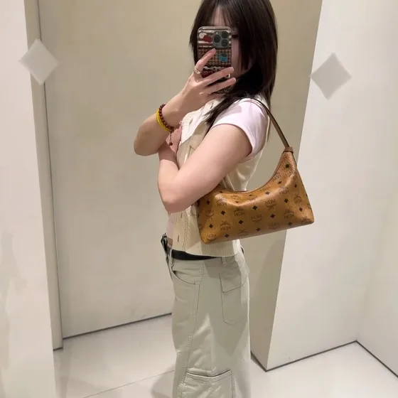 MCM Visetos Mini Hobo Cognac Hobo