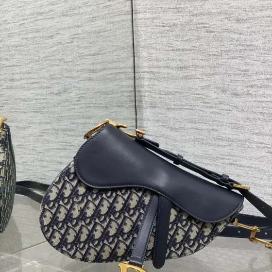 Dior Saddle Bag Marineblå Blå Skuldertaske