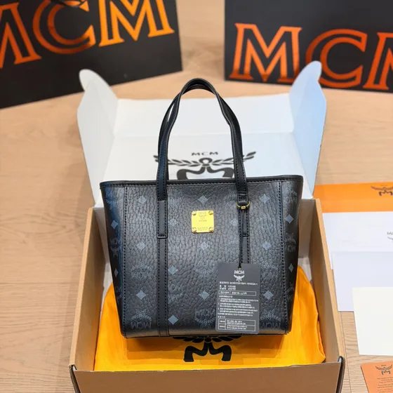 MCM Mini Toni Visetos Shopper Tote Negro Bolso tote