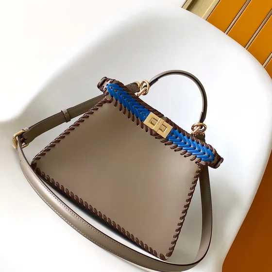 Fendi Peekaboo Iseeu Small Multicolor Blue Brown Light Blue Top Handle