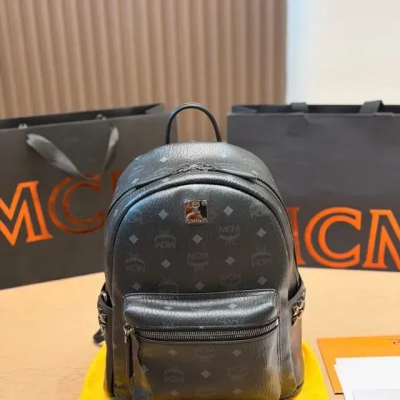 MCM Stark Visetos Backpack Black Backpack