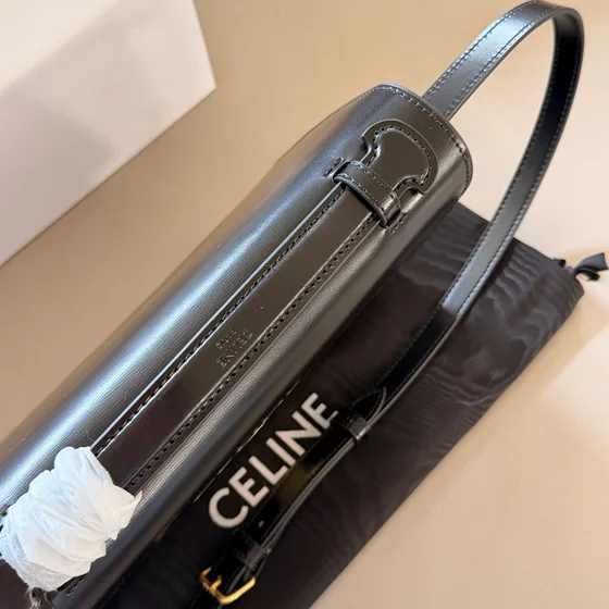 Celine Triomphe Folco Black Shoulder Bag