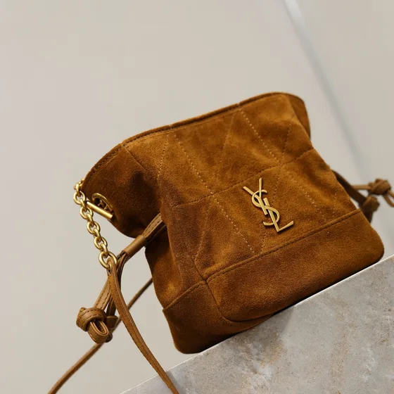 YSL Mini Jamie 4.3 Drawstring Bag Caramel Brun Crossbody