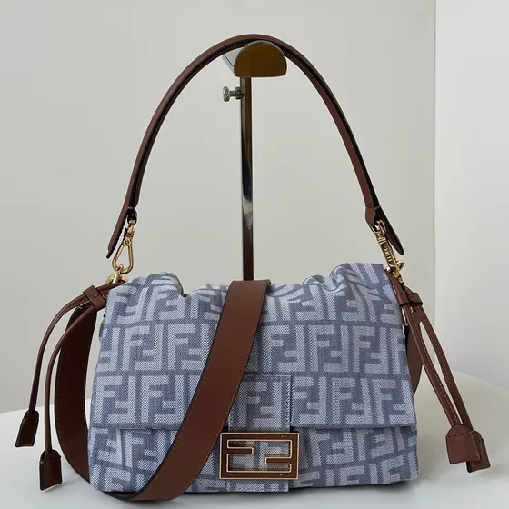 Fendi Mamma Baguette Light Blue Shoulder Bag