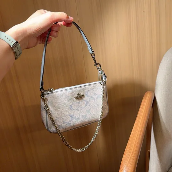 Coach Nolita 19 In Signature Lona Blanco/Light Azul Bolso bandolera