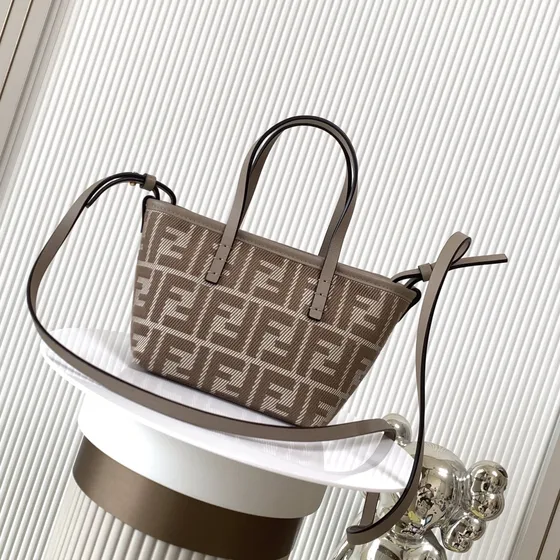 Fendi Roll Mini Tote Bag Beige Brown Tote Bag